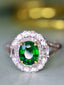 14K GOLD 1.39 CTW VIVID GREEN NATURAL TSAVORITE & DIAMOND RING