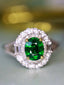 14K GOLD 1.39 CTW VIVID GREEN NATURAL TSAVORITE & DIAMOND RING