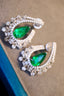 14K GOLD 4.90 CTW VIVID GREEN NATURAL EMERALD & DIAMOND EARRINGS