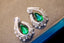 14K GOLD 4.90 CTW VIVID GREEN NATURAL EMERALD & DIAMOND EARRINGS