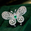 14K GOLD 0.90 CTW VIVID GREEN NATURAL EMERALD & DIAMOND BROOCH/PENDANT