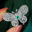 14K GOLD 0.90 CTW VIVID GREEN NATURAL EMERALD & DIAMOND BROOCH/PENDANT