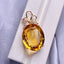 14K GOLD 22.8 CT NATURAL CITRINE & DIAMOND PENDANT