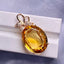 14K GOLD 22.8 CT NATURAL CITRINE & DIAMOND PENDANT