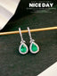 14K GOLD 3.58 CTW VIVID GREEN NATURAL EMERALD & DIAMOND EARRINGS