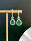 14K GOLD 3.58 CTW VIVID GREEN NATURAL EMERALD & DIAMOND EARRINGS