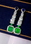 14K GOLD 7.14 CTW VIVID GREEN NATURAL EMERALD & DIAMOND EARRINGS