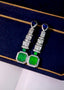 14K GOLD 7.14 CTW VIVID GREEN NATURAL EMERALD & DIAMOND EARRINGS