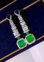 14K GOLD 7.14 CTW VIVID GREEN NATURAL EMERALD & DIAMOND EARRINGS