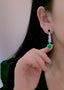 14K GOLD 7.14 CTW VIVID GREEN NATURAL EMERALD & DIAMOND EARRINGS