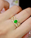 14K GOLD 1.01 CTW VIVID GREEN NATURAL TSAVORITE & DIAMOND RING