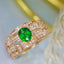 14K GOLD 1.01 CTW VIVID GREEN NATURAL TSAVORITE & DIAMOND RING