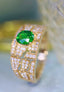 14K GOLD 1.01 CTW VIVID GREEN NATURAL TSAVORITE & DIAMOND RING