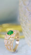 14K GOLD 1.01 CTW VIVID GREEN NATURAL TSAVORITE & DIAMOND RING