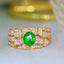 14K GOLD 1.01 CTW VIVID GREEN NATURAL TSAVORITE & DIAMOND RING