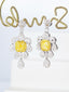 14K GOLD 2.22 CTW NATURAL YELLOW DIAMOND & DIAMOND EARRINGS