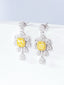 14K GOLD 2.22 CTW NATURAL YELLOW DIAMOND & DIAMOND EARRINGS