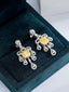 14K GOLD 2.22 CTW NATURAL YELLOW DIAMOND & DIAMOND EARRINGS