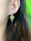 14K GOLD 2.22 CTW NATURAL YELLOW DIAMOND & DIAMOND EARRINGS