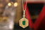 14K GOLD 0.68 CTW VIVID GREEN NATURAL EMERALD & DIAMOND PENDANT