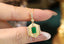 14K GOLD 0.68 CTW VIVID GREEN NATURAL EMERALD & DIAMOND PENDANT