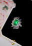 14K GOLD 3.47 CTW VIVID GREEN NATURAL EMERALD & DIAMOND RING