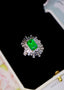 14K GOLD 3.47 CTW VIVID GREEN NATURAL EMERALD & DIAMOND RING