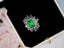 14K GOLD 3.47 CTW VIVID GREEN NATURAL EMERALD & DIAMOND RING