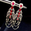 14K GOLD 4.36 CTW VIVID RED NATURAL RUBY & DIAMOND EARRINGS