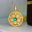 14K GOLD 0.38 CTW VIVID GREEN NATURAL EMERALD & DIAMOND PENDANT