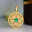 14K GOLD 0.38 CTW VIVID GREEN NATURAL EMERALD & DIAMOND PENDANT