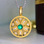 14K GOLD 0.38 CTW VIVID GREEN NATURAL EMERALD & DIAMOND PENDANT