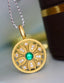 14K GOLD 0.38 CTW VIVID GREEN NATURAL EMERALD & DIAMOND PENDANT