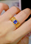 14K GOLD 1.19 CTW VIVID BLUE NATURAL SAPPHIRE & DIAMOND RING