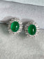 14K GOLD 5.66 CTW VIVID GREEN NATURAL EMERALD & DIAMOND EARRINGS