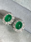 14K GOLD 5.66 CTW VIVID GREEN NATURAL EMERALD & DIAMOND EARRINGS