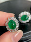 14K GOLD 5.66 CTW VIVID GREEN NATURAL EMERALD & DIAMOND EARRINGS