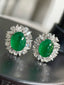 14K GOLD 5.66 CTW VIVID GREEN NATURAL EMERALD & DIAMOND EARRINGS