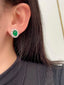 14K GOLD 5.66 CTW VIVID GREEN NATURAL EMERALD & DIAMOND EARRINGS