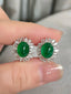 14K GOLD 5.66 CTW VIVID GREEN NATURAL EMERALD & DIAMOND EARRINGS