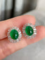 14K GOLD 5.66 CTW VIVID GREEN NATURAL EMERALD & DIAMOND EARRINGS