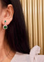 14K GOLD 6.59 CTW NATURAL EMERALD & DIAMOND EARRINGS