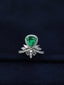 14K GOLD 2.10 CTW VIVID GREEN NATURAL EMERALD & DIAMOND RING