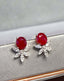 14K GOLD 2.50 CTW NATURAL RUBY & DIAMOND EARRINGS