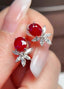 14K GOLD 2.50 CTW NATURAL RUBY & DIAMOND EARRINGS