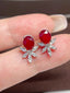 14K GOLD 2.50 CTW NATURAL RUBY & DIAMOND EARRINGS