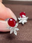 14K GOLD 2.50 CTW NATURAL RUBY & DIAMOND EARRINGS