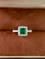 14K GOLD 1.30 CTW VIVID GREEN NATURAL EMERALD & DIAMOND RING