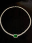 14K GOLD 4.38 CTW VIVID GREEN NATURAL EMERALD & DIAMOND NECKLACE