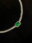 14K GOLD 4.38 CTW VIVID GREEN NATURAL EMERALD & DIAMOND NECKLACE